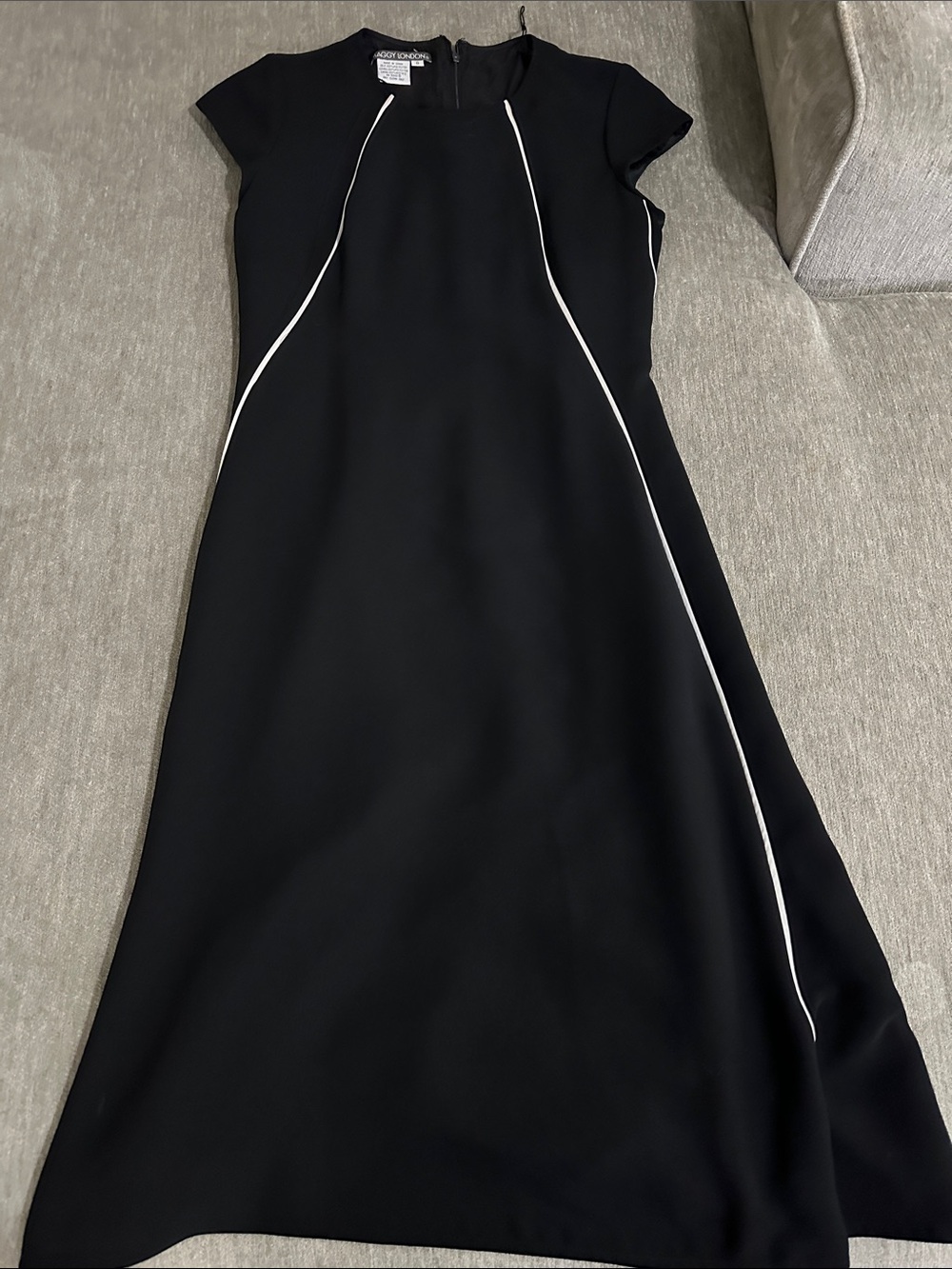 Kasper Black Maxi Dress with White Piping